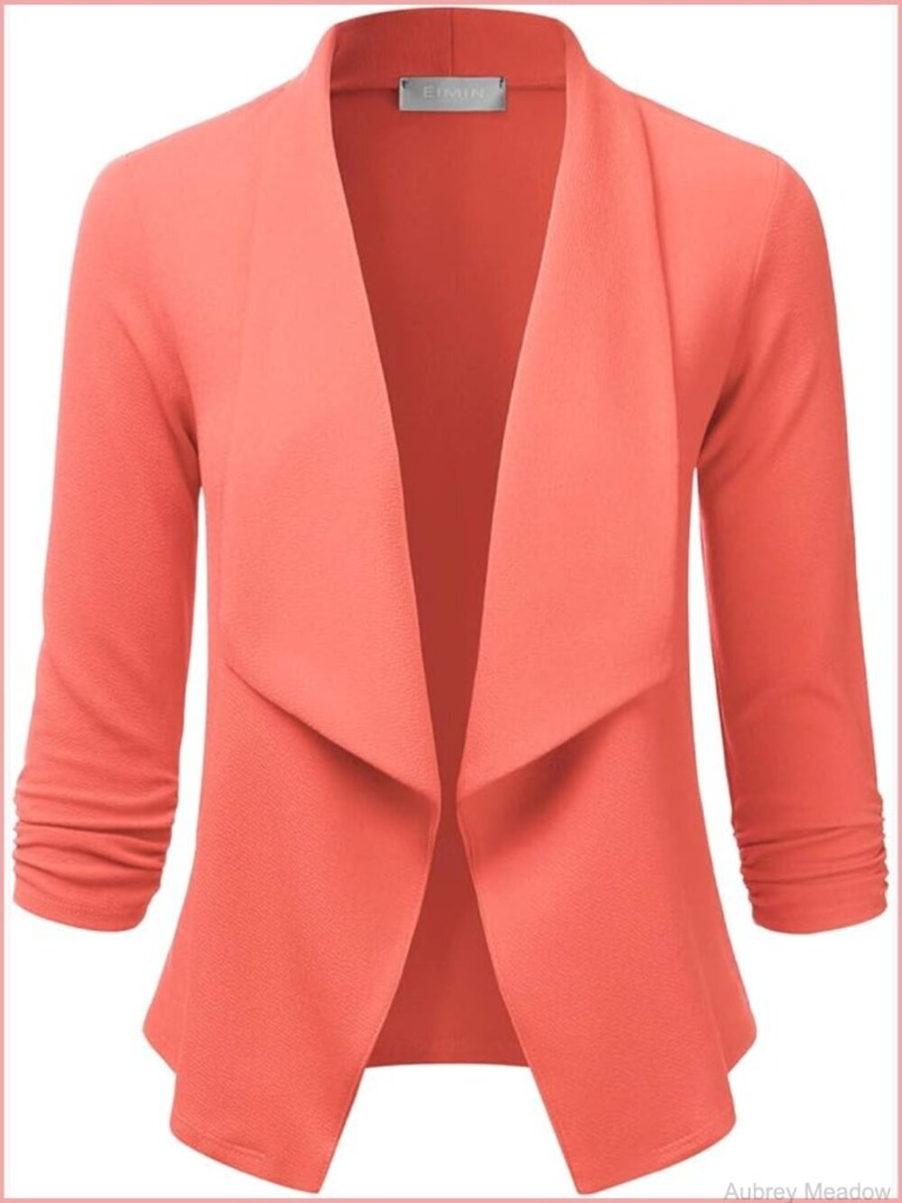 Women's 3/4 Sleeve Open Front Blazer Cardigan Jacket Work S-3XL